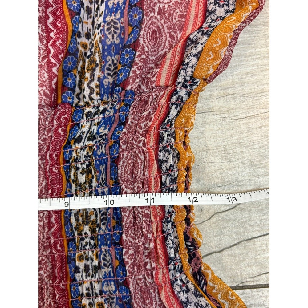 Fig & Flower Floral Tiered‎ Patchwork Boho Smocked Maxi Dress S Cottage Peasant - Picture 11 of 14